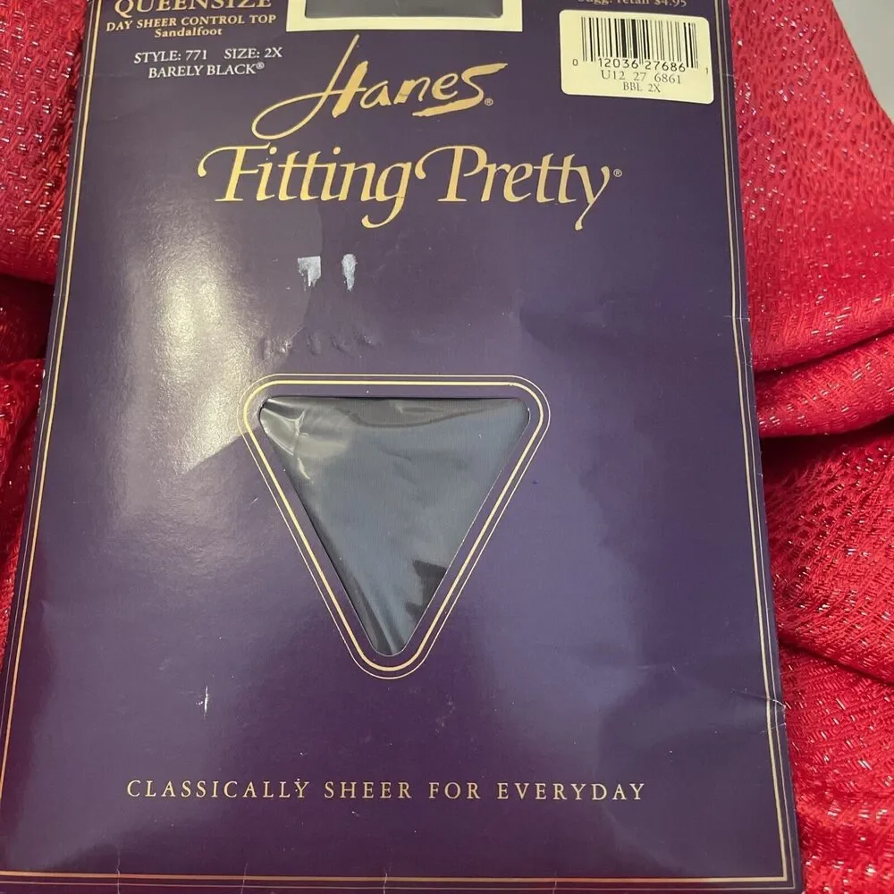Hanes Fitting Pretty Queen 2X Day Sheer Control Top Barely Black Sandalfoot